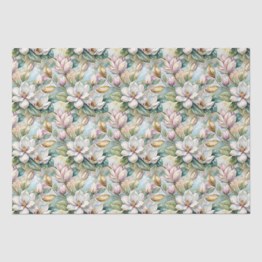 Pattern Elegant Magnolia Flowers Seidenpapier (Vorderseite)