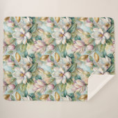Pattern Elegant Magnolia Flowers Sherpadecke (Vorderseite (Horizontal))