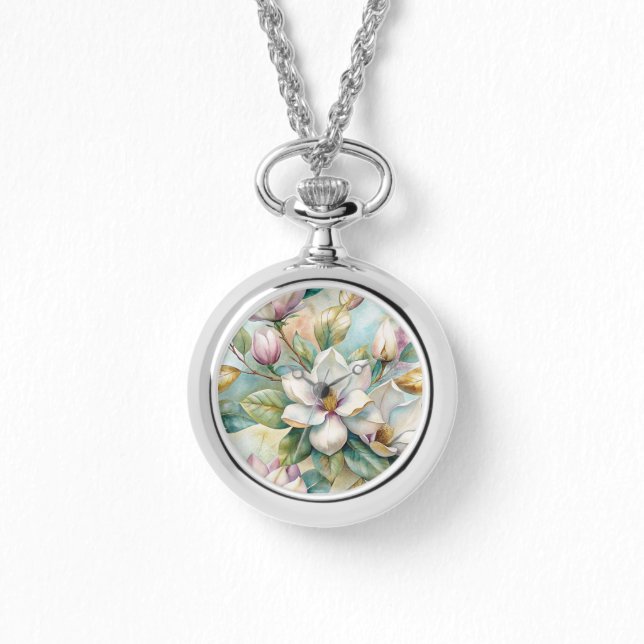 Pattern Elegant Magnolias Armbanduhr (Vorderseite)