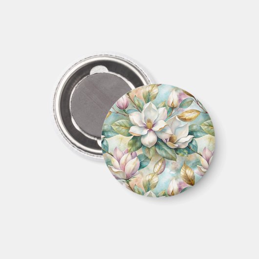 Pattern Elegant Magnolias Magnet (Vorderseite/Rückseite)