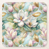 Pattern Elegant Magnolias Rechteckiger Pappuntersetzer (Vorderseite)
