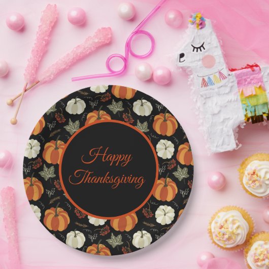Pattern-Erntedank für Herbst-Pumpkins Pappteller (Party)