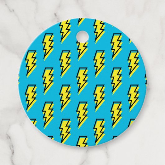 Pattern Fun Blue Yellow Bolt Neon Retro der 80er/9 Geschenkanhänger (Vorderseite)