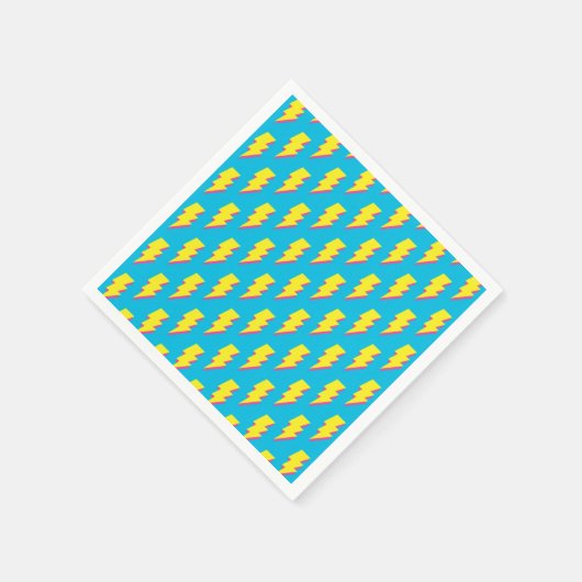 Pattern Fun Blue Yellow Bolt Neon Retro der 80er/9 Serviette (Ecke)
