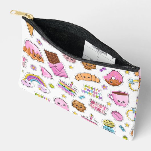 Pattern Funny Unicorn Magic Rainbow Cute Zubehörtasche (Offen)