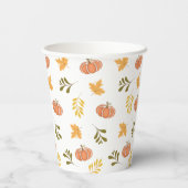 Pattern für Blätter und Kürbis im Herbst Pappbecher (Rückseite)