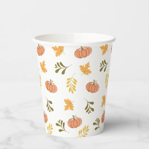 Pattern für Blätter und Kürbis im Herbst Pappbecher