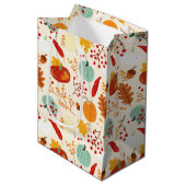 Pattern für Herbstpumpen und Blätter Mittlere Geschenktüte (Vorderseite Schrägansicht)