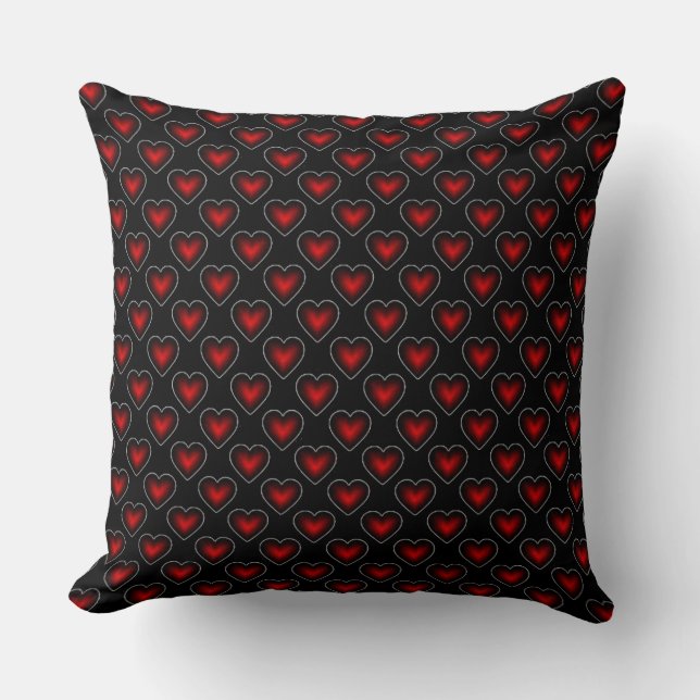 Pattern für rotes und schwarzes Herz Kissen (Vorderseite)
