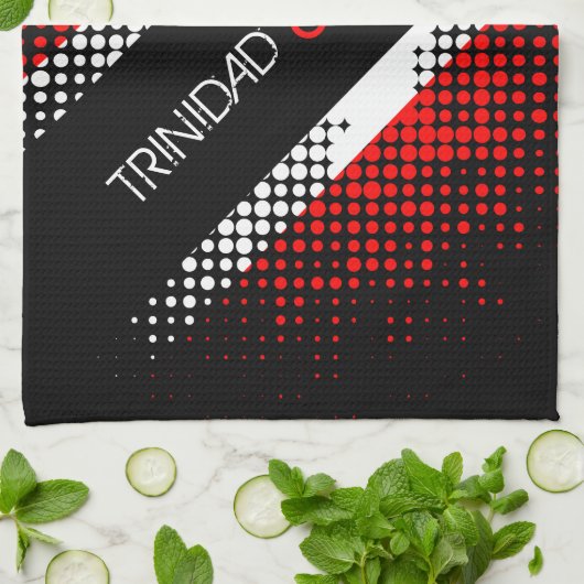 Pattern für Trinidad und Tobago Dot mit Text Geschirrtuch (Gefaltet)