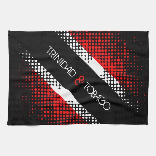 Pattern für Trinidad und Tobago Dot mit Text Geschirrtuch (Horizontal)
