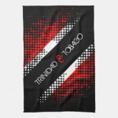 Pattern für Trinidad und Tobago Dot mit Text Geschirrtuch (Vertikal)