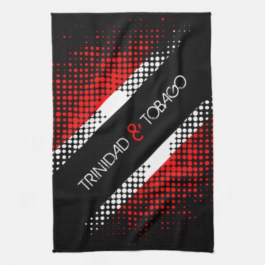 Pattern für Trinidad und Tobago Dot mit Text Geschirrtuch (Vertikal)