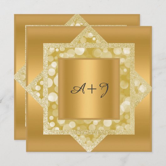 PATTERN GOLD GLITZER WEDD EINLADUNG (Vorne/Hinten)