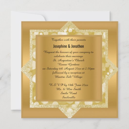 PATTERN GOLD GLITZER WEDD EINLADUNG (Rückseite)