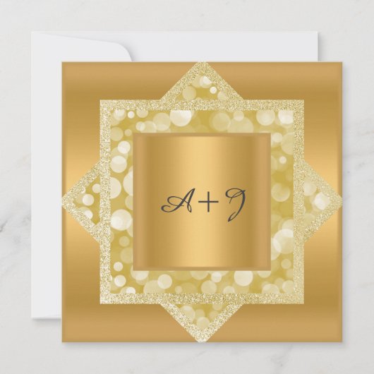 PATTERN GOLD GLITZER WEDD EINLADUNG (Vorderseite)