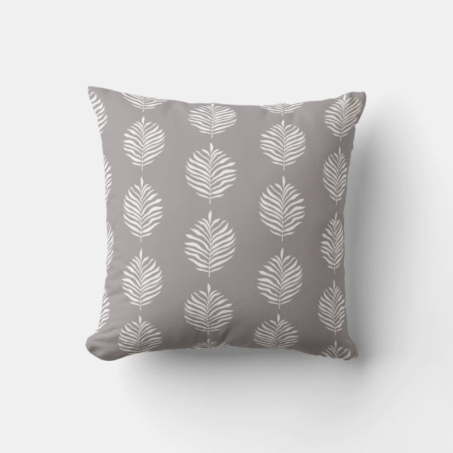 Pattern Gull Grau, Palm Leaf Kissen (Vorderseite)