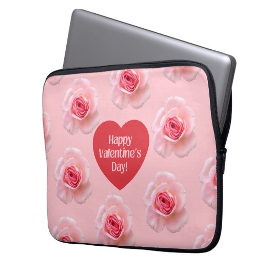 Pattern Happy Valentine`s Day 2023 Hintergrund Laptopschutzhülle (Vorderseite Links)