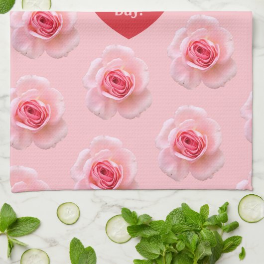 Pattern Happy Valentine`s Day 2024 Hintergrund Geschirrtuch (Gefaltet)