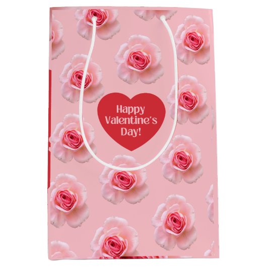 Pattern Happy Valentine`s Day 2024 Hintergrund Mittlere Geschenktüte (Vorderseite)