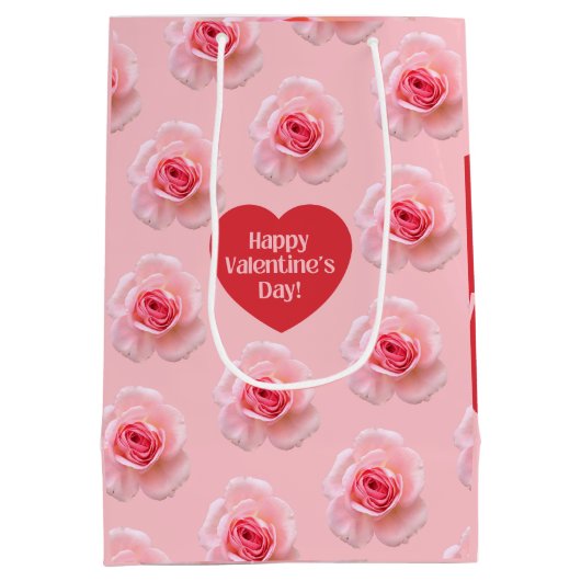 Pattern Happy Valentine`s Day 2024 Hintergrund Mittlere Geschenktüte (Rückseite)