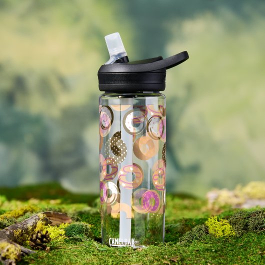 Pattern Heart Donuts Valentines Pink Water Bottle Trinkflasche (Außenbereich)