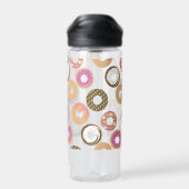 Pattern Heart Donuts Valentines Pink Water Bottle Trinkflasche (Rückseite)