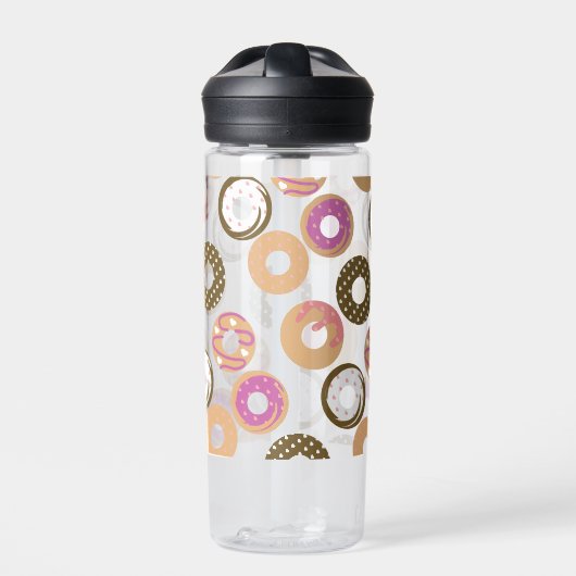 Pattern Heart Donuts Valentines Pink Water Bottle Trinkflasche (Vorderseite)