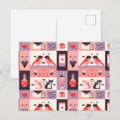 Pattern Herz Liebe Romance Valentinstag Hochzeit Postkarte (Vorne/Hinten)