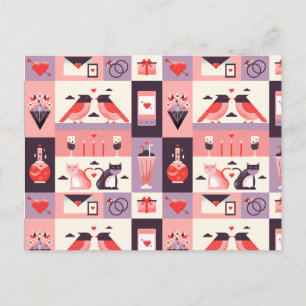 Pattern Herz Liebe Romance Valentinstag Hochzeit Postkarte