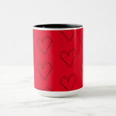 Pattern Herzenlinie Art Black Red Coffee Tasse (Zentrum)
