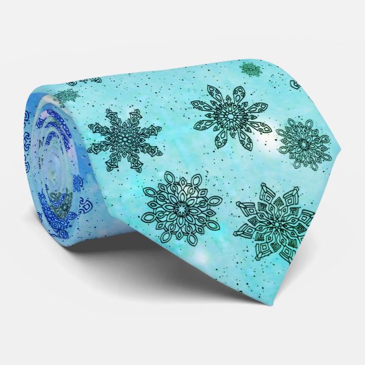Pattern Holiday Blue Snowflake Winter Chic #2 Krawatte (Gerollt)