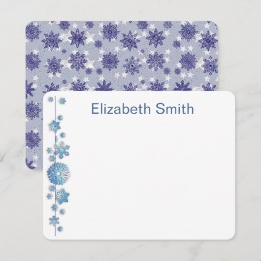 Pattern Holiday Blue Snowflake Winter Chic Mitteilungskarte (Vorne/Hinten)