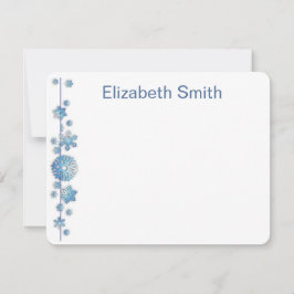 Pattern Holiday Blue Snowflake Winter Chic Mitteilungskarte