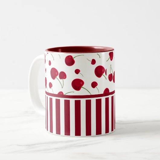 Pattern Kirschfrüchte Kaffeepause Tasse (Vorderseite Links)