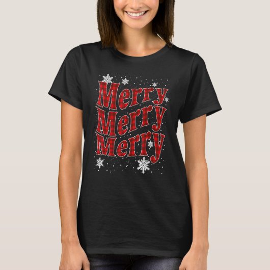 Pattern Letter Merry Christmas Xmas T-Shirt (Vorderseite)