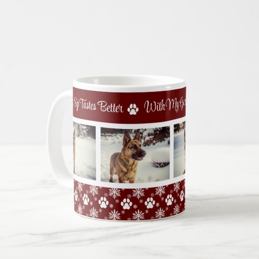 Pattern-Muster Burgundy 4 Dog Foto Kaffeetasse (Vorderseite Links)