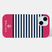Pattern Navy blue and white bands Red background Case-Mate iPhone Hülle (Rückseite (Horizontal))