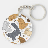 Pattern niedliche Katze, Maine Coon Schlüsselanhänger (Rückseite)