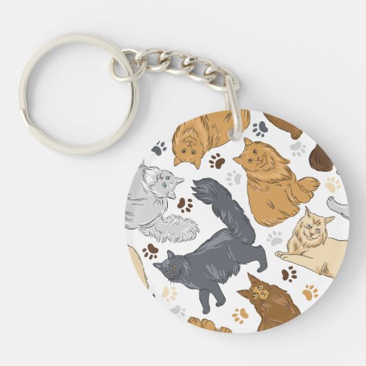 Pattern niedliche Katze, Maine Coon Schlüsselanhänger (Vorderseite)