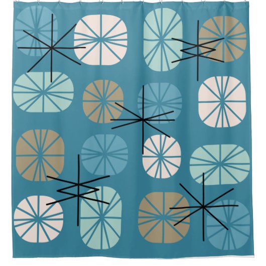 Pattern Oblongs Aquamarin White Gold Duschvorhang (Vorderseite)