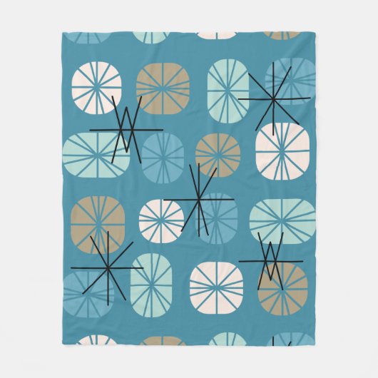 Pattern Oblongs Aquamarin White Gold Fleecedecke (Vorderseite)