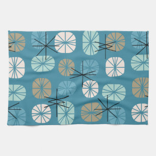 Pattern Oblongs Aquamarin White Gold Geschirrtuch