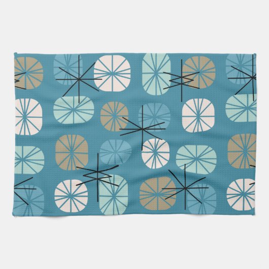 Pattern Oblongs Aquamarin White Gold Geschirrtuch (Horizontal)