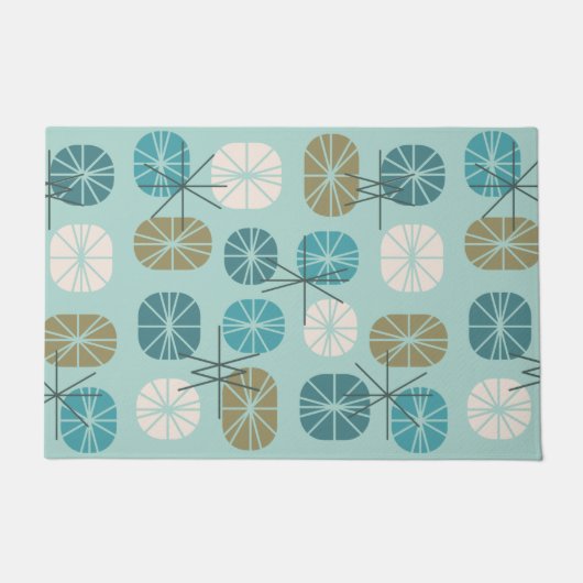 Pattern Oblongs Aquamarine Gold Fußmatte (Vorderseite)