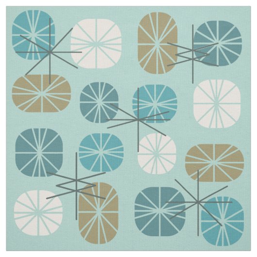 Pattern Oblongs Aquamarine Gold Stoff (Muster)