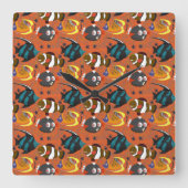 Pattern Ocean Underwater Quadratische Wanduhr (Vorderseite)