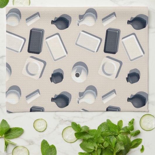 pattern of black and white cera geschirrtuch (Gefaltet)