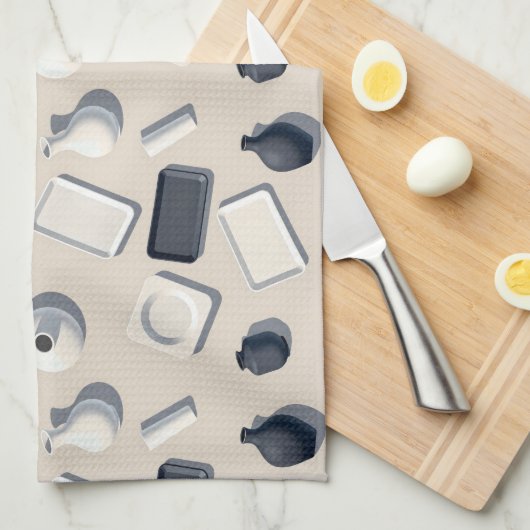 pattern of black and white cera geschirrtuch (Viertel Falte)