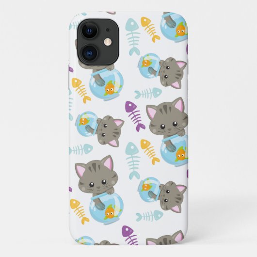 Pattern Of Cats, Cute Cats, Kittens, Fish Case-Mate iPhone Hülle (Rückseite)